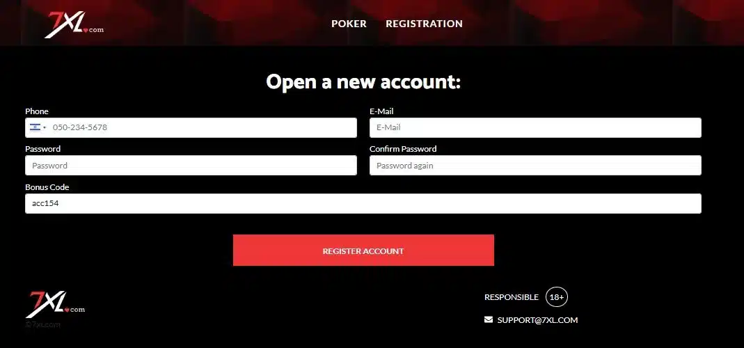 official 7XL registration form